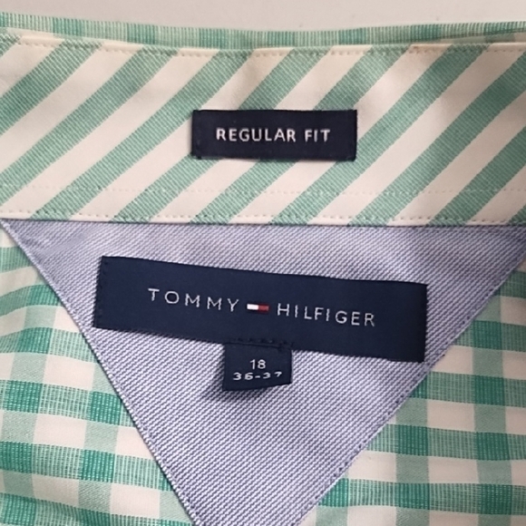 Tommy Hilfiger Green & White Checked Casual Shirt - Picture 3 of 13